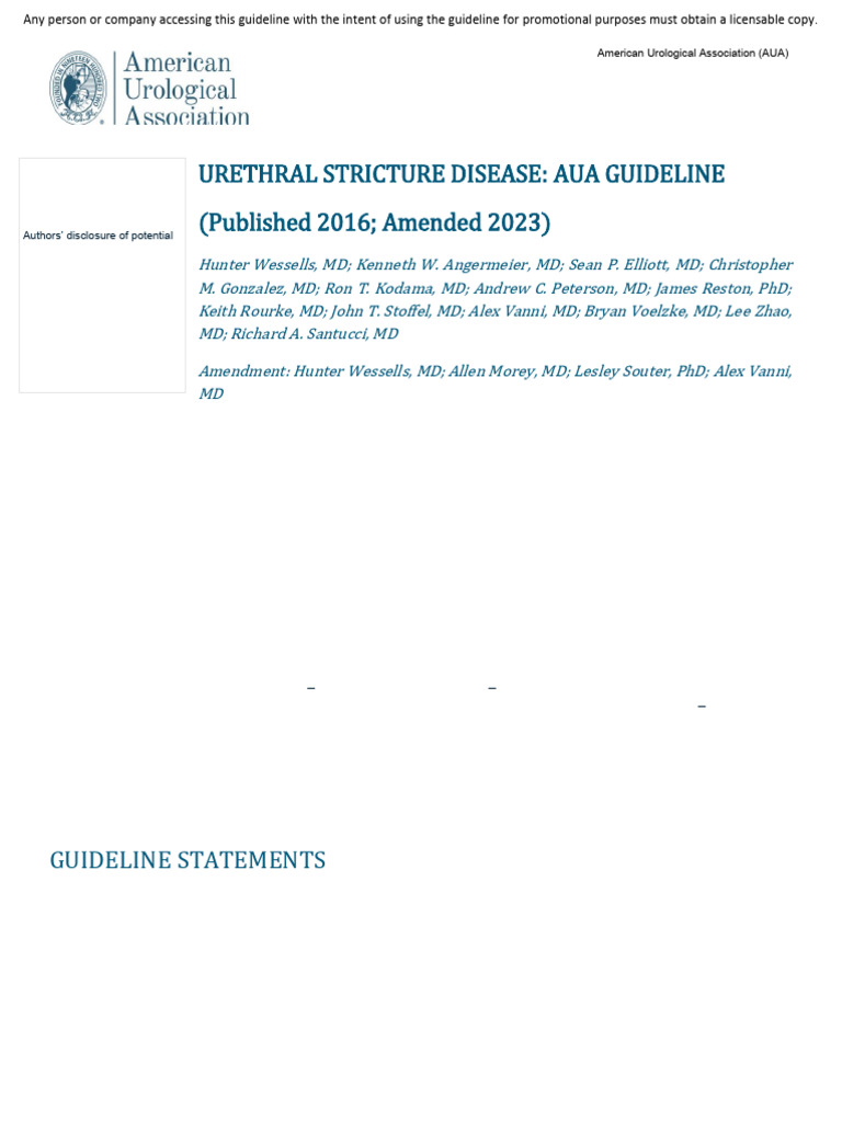 Urethral Stricture Disease Unabridged FINAL 060923 | PDF | Clinical ...