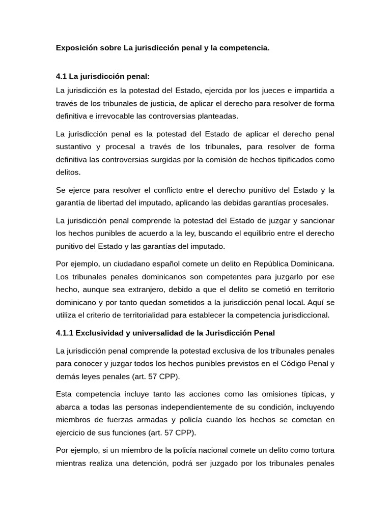 Exposición Sobre La Jurisdicción Penal y La Competencia | PDF ...