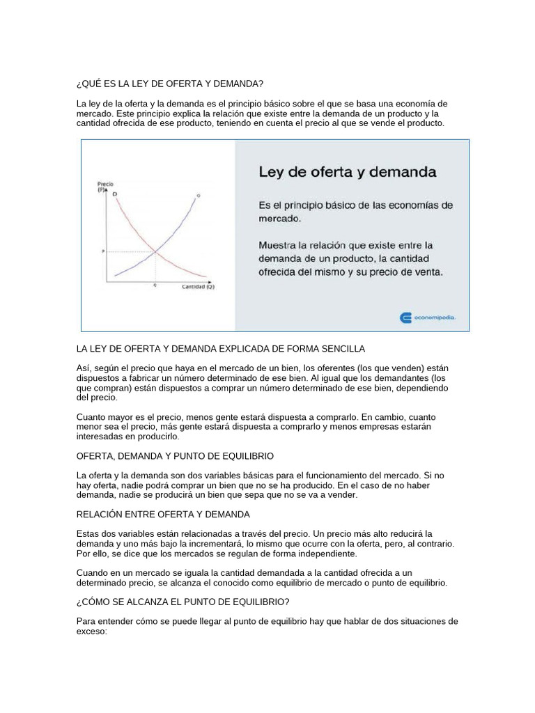 Ley de Oferta y Demanda Explicada | PDF | Oferta (economía) | Oferta y ...