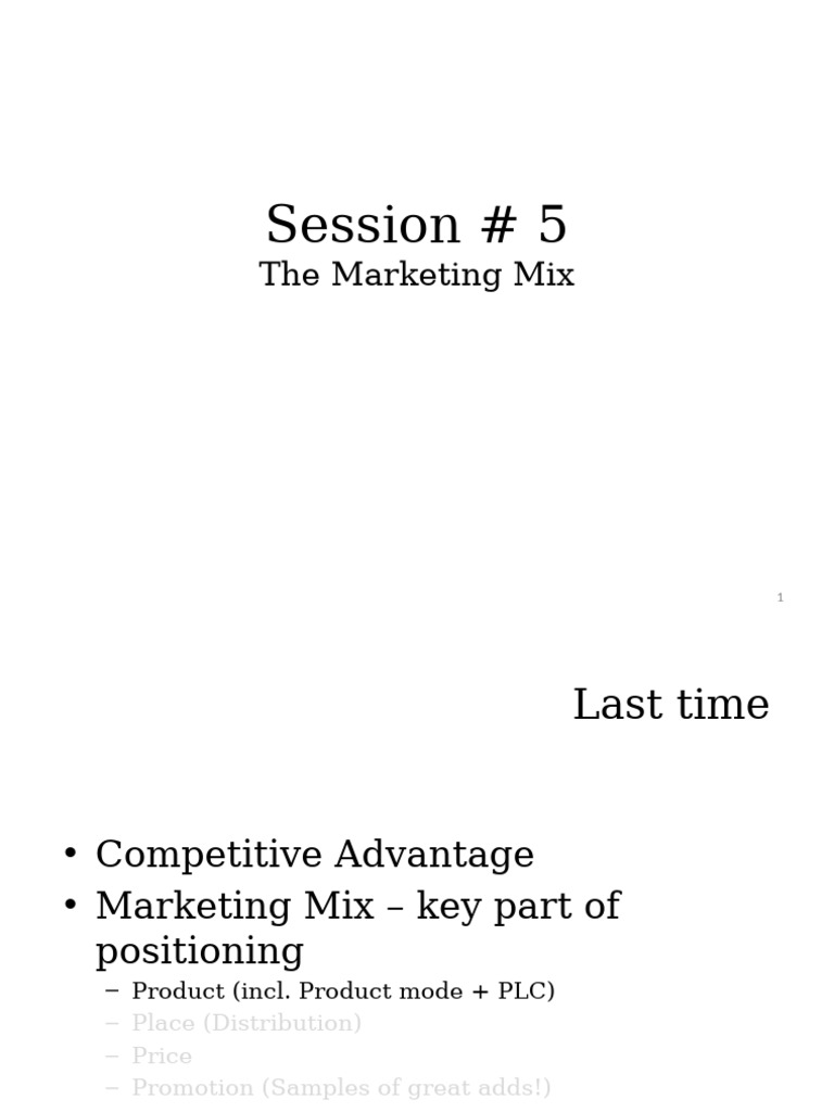 Session 5 Place Price Promotion | PDF | Elasticity (Economics) | Pricing