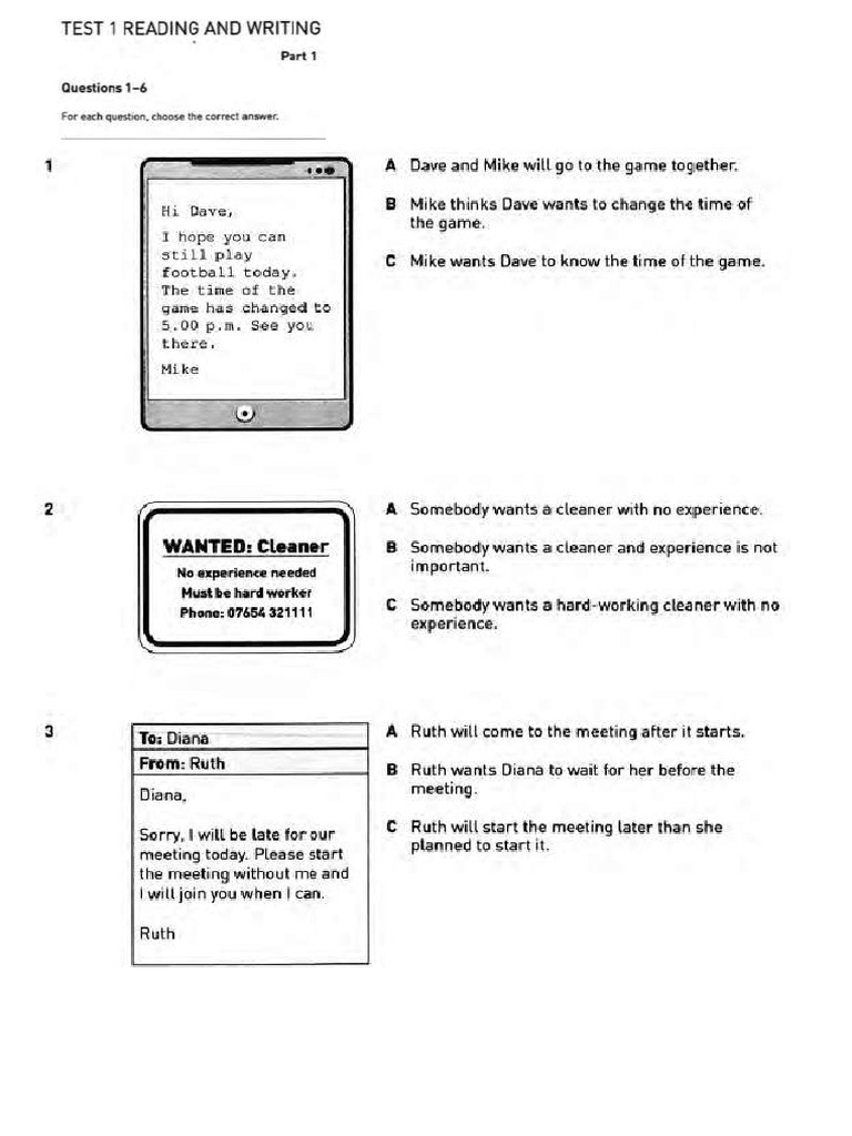 Test 1 Reading and Writing | PDF