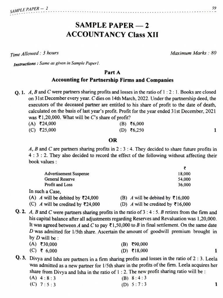 CBSE Accts. FLST 2c Full Syllabus Test - QP 02 (23-24) | PDF | Expense ...