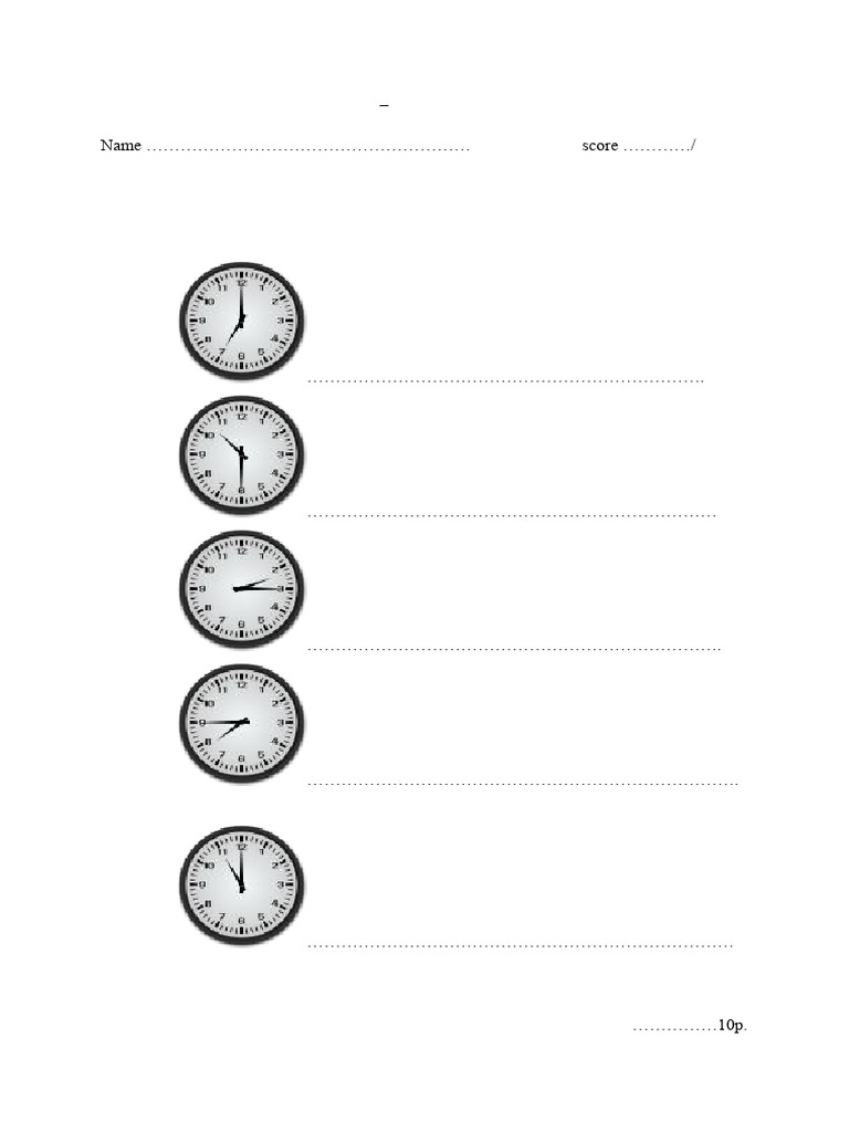 Test Telling The Time | PDF