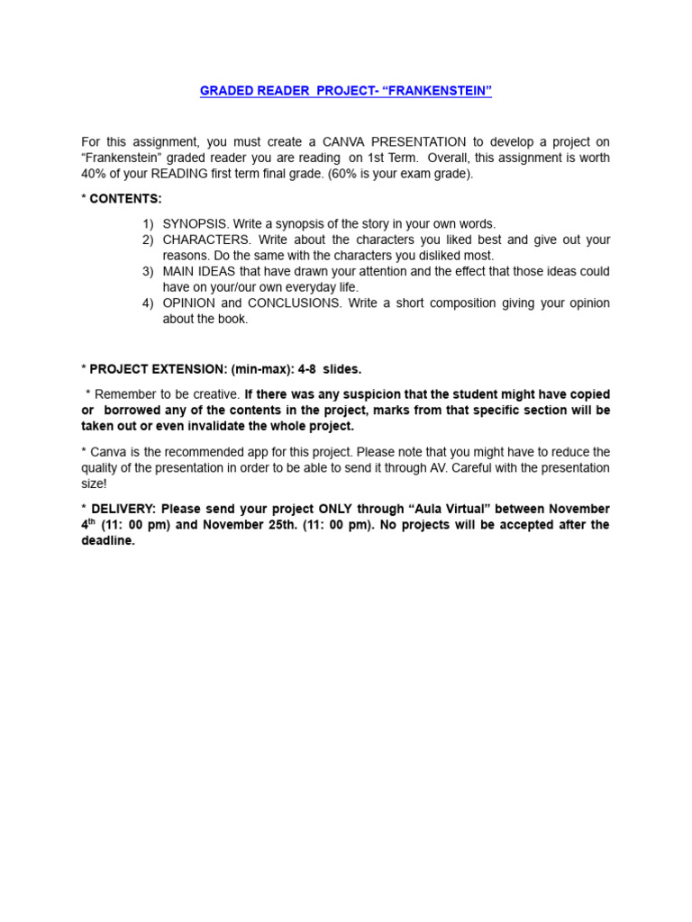 4 Eso A Graded Reader Project | PDF