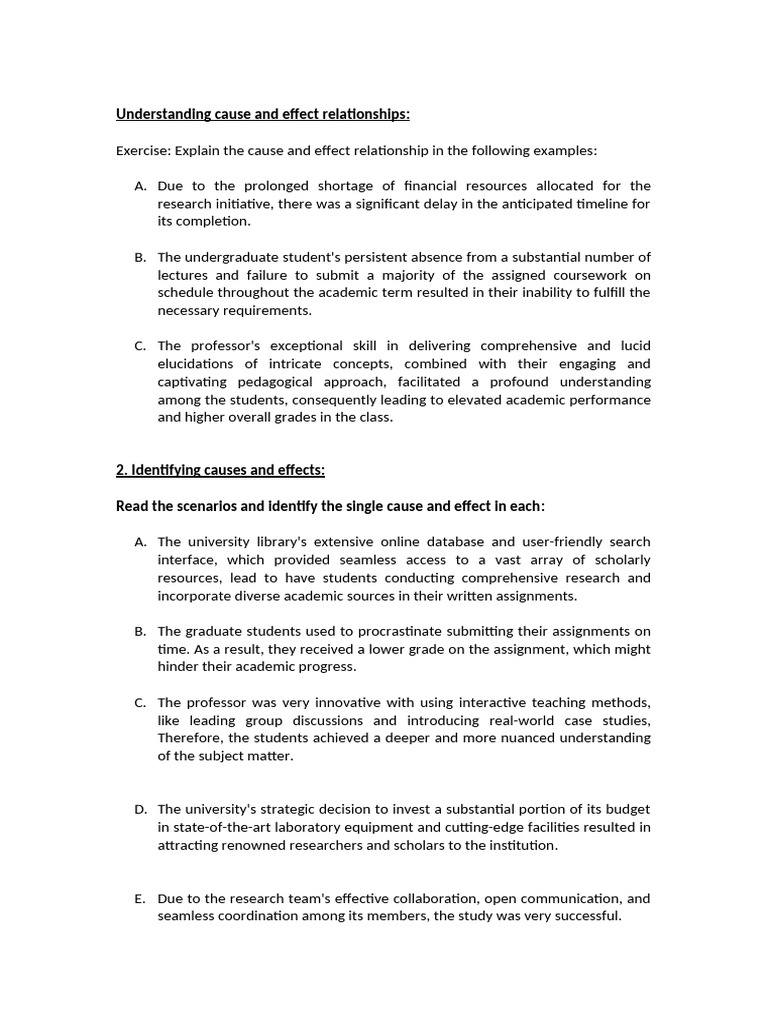 Understanding Cause and Effect Relationships | PDF | Causality ...