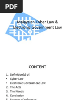 Malaysian Cyber Law & Electronic Government Law