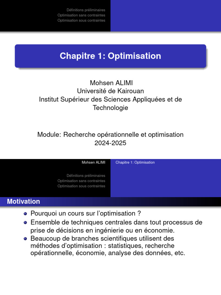 Introduction à l'Optimisation Mathématique | PDF | Optimisation ...