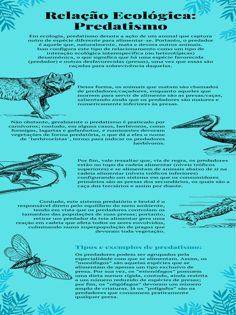 Relação Ecológica Predatismo | PDF | Predação | Ecologia