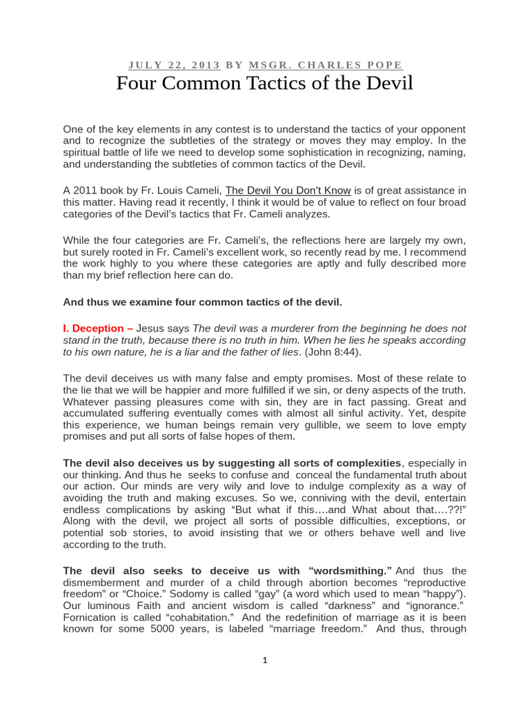 Four Tactics of the Devil Explained | PDF | Satan | Devil