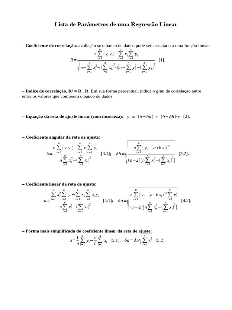 Parâmetros da Regressão Linear Explained | PDF | Estatísticas ...