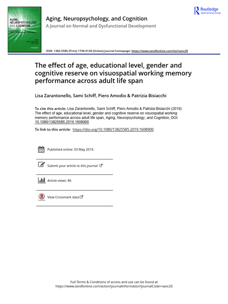 The Effect of Age, Educational Level, Gender and | PDF | Working Memory ...