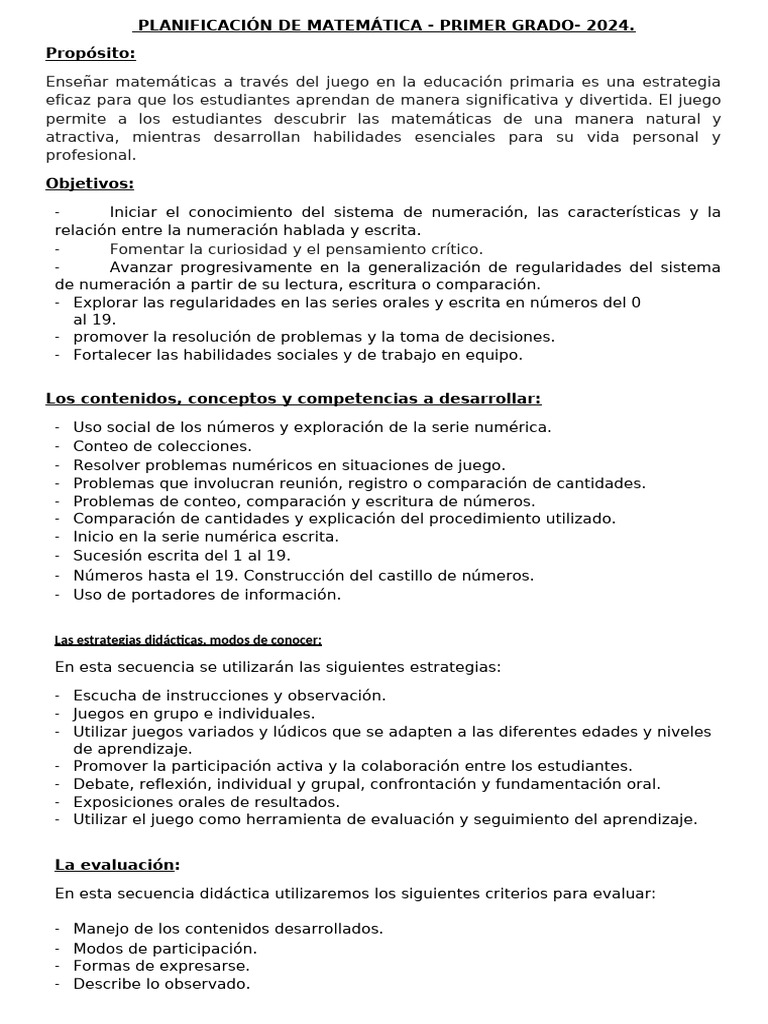 Matemáticas Lúdicas para Primer Grado 2024 | PDF | Evaluación ...