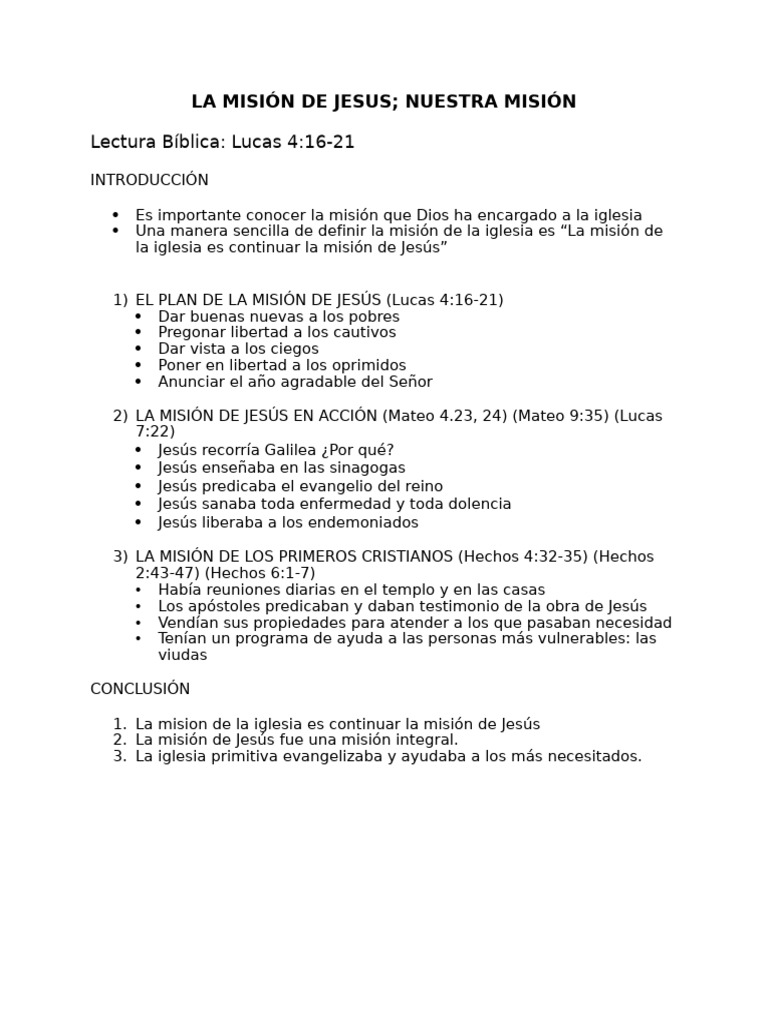 La Misión De Jesus Nuestra Misión Pdf