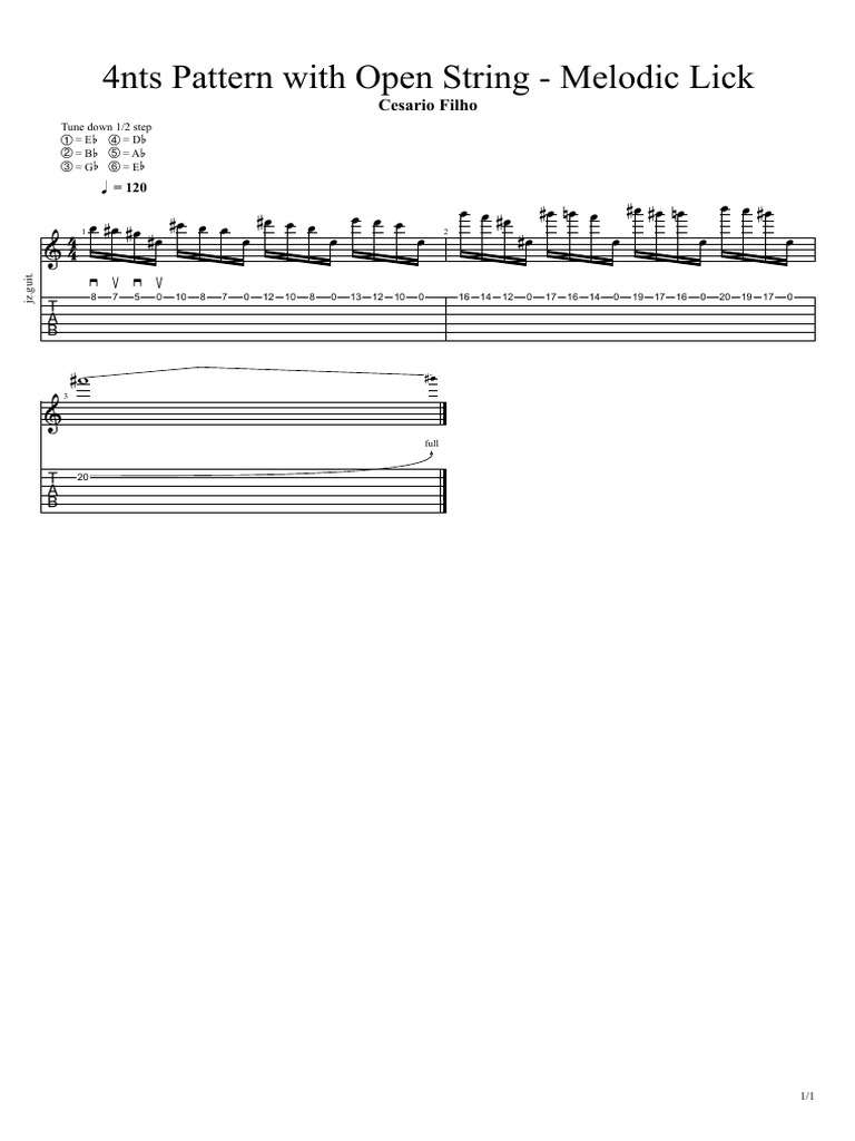 4nts Pattern With Open String - Melodic Lick | PDF