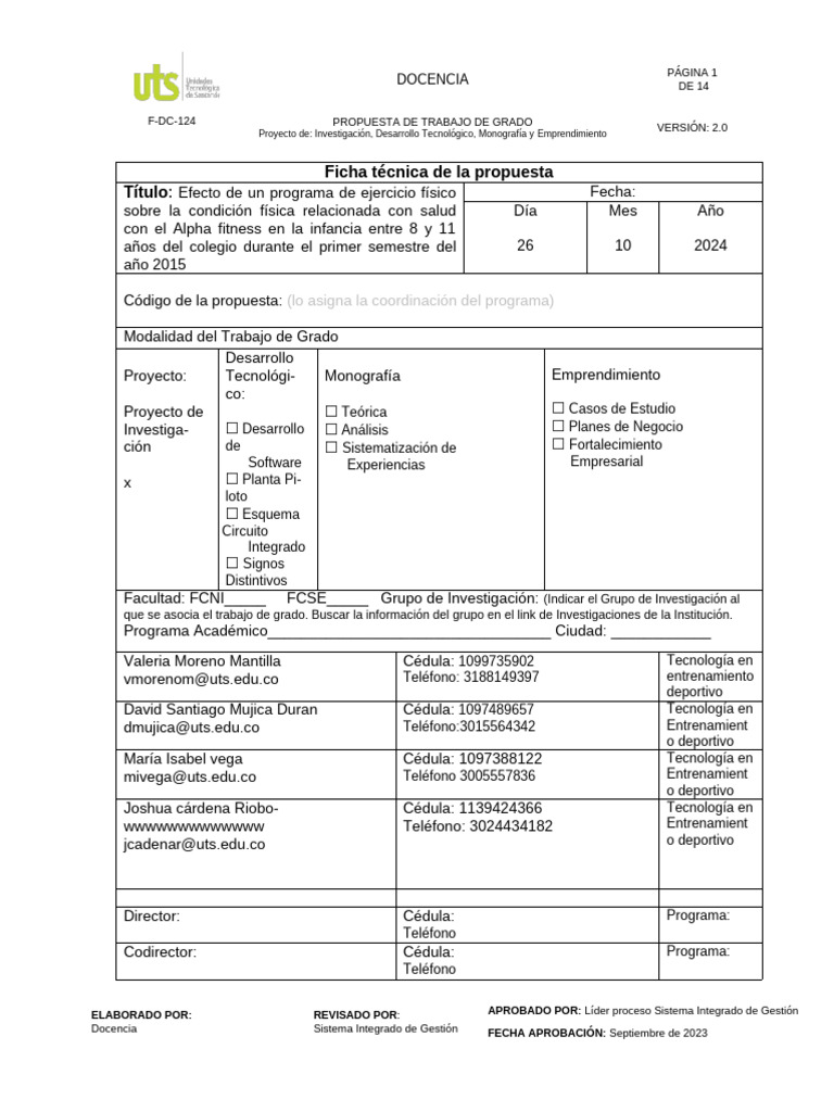 A103 Grupo 4 FDC-124 Metodologia y Resultados Esperados | PDF ...