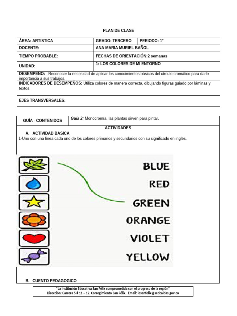Plan de Clase: Colores en el Arte | PDF | Color
