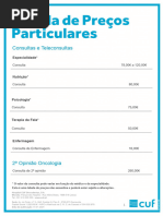 Tabela de Preços de Consultas e Exames CUF | PDF | Ciências da Saúde ...