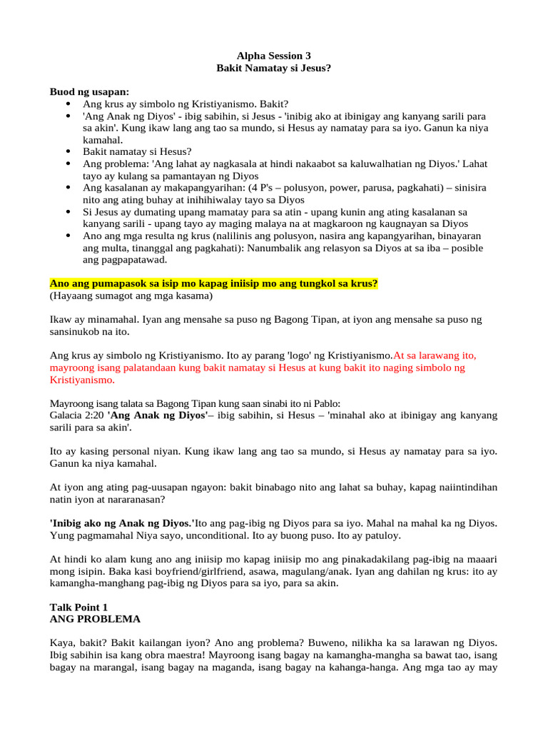 Alpha Sesyon 3 | PDF