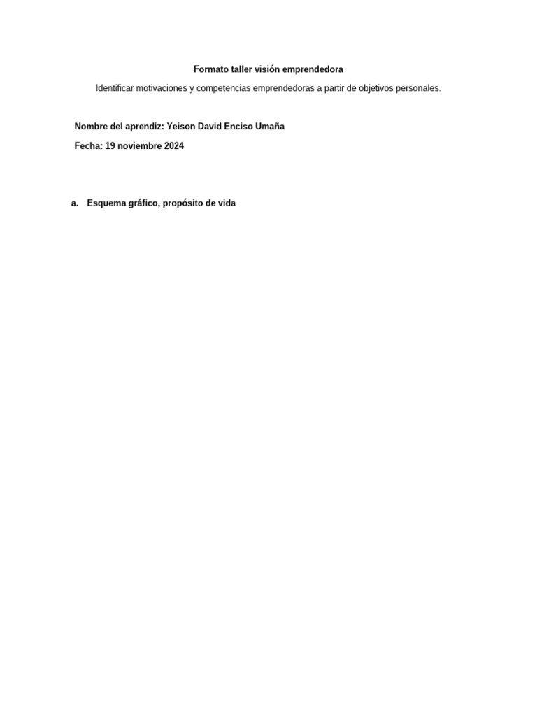 Anexo Formato Vision Emprendedora | PDF | Iniciativa empresarial
