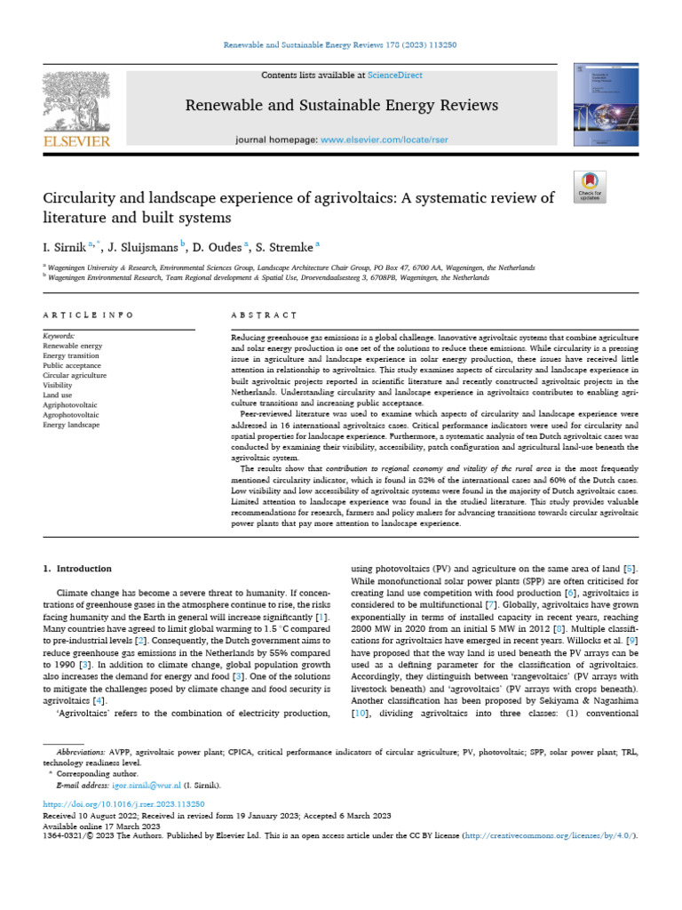 Agrivoltaics: Circularity and Landscape Insights | PDF | Climate Change ...