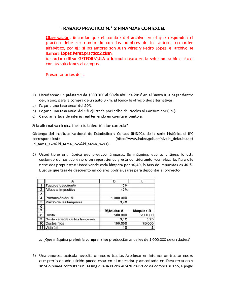 Finanzas con Excel: Análisis de Préstamos y Proyectos | PDF | Dinero ...