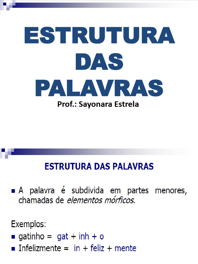 Exercícios sobre Estrutura das Palavras | PDF | Palavra | Vogal