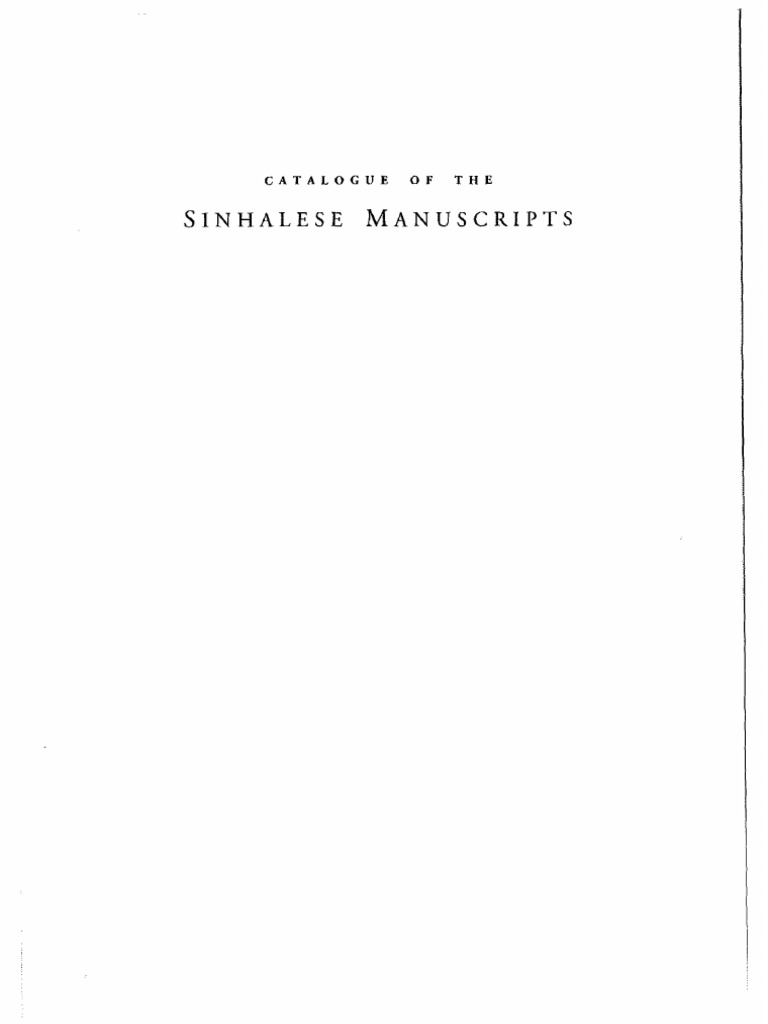 Sinhalese Manuscripts Catalog PDF Manuscript