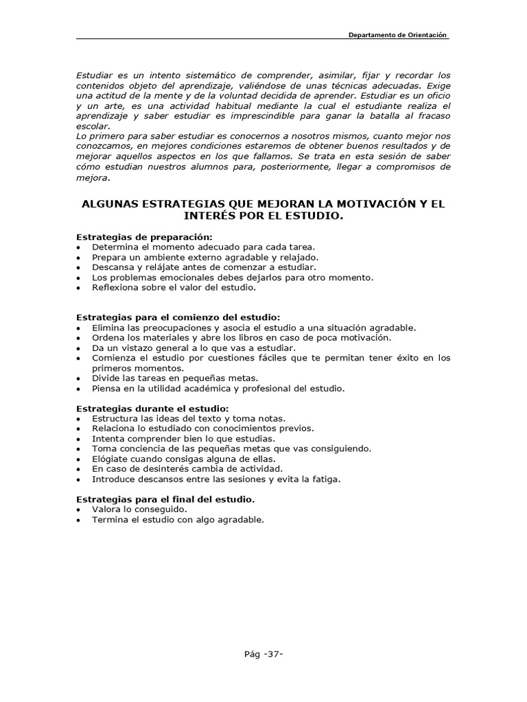 Estrategias de Estudio | PDF | Crecimiento personal y profesional ...