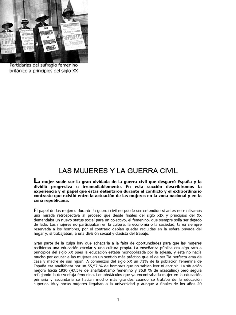 Mujeres en la Guerra Civil Española | PDF | Mujer | Política de españa