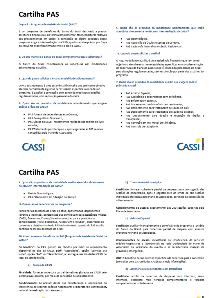 Guia de Assistência Social PAS CASSI | PDF | Enfermagem | Transplante ...