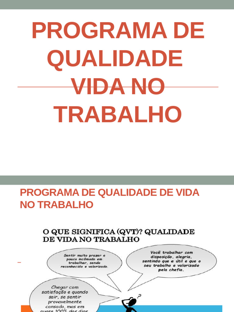 Programa de Qualidade de Vida no Trabalho | PDF | Estresse (Biologia ...