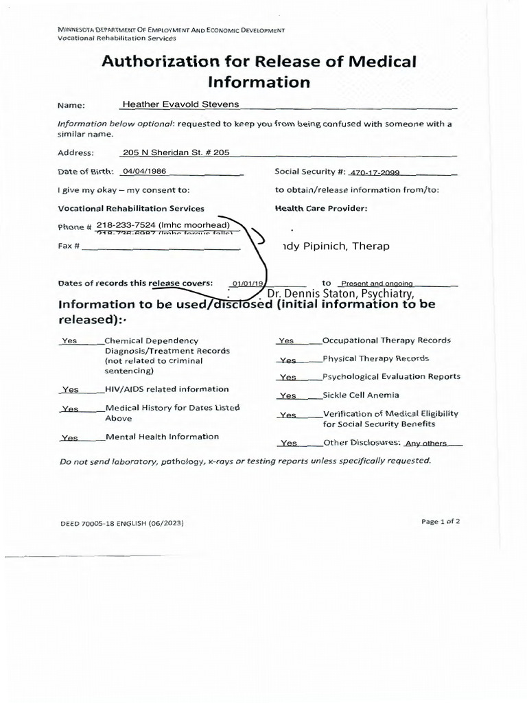 Minnesota Vocational Rehab Consent Form | PDF | Academic Degree
