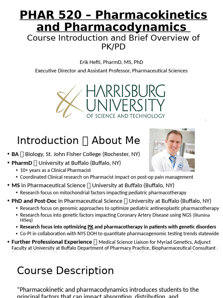 1.+PHAR+520+Lecture+1+Intro+ + | PDF | Pharmacokinetics | Pharmacology