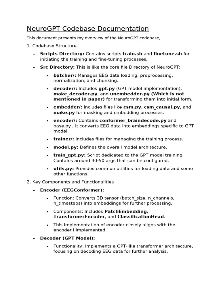 NeuroGPT Codebase Overview & Structure | PDF