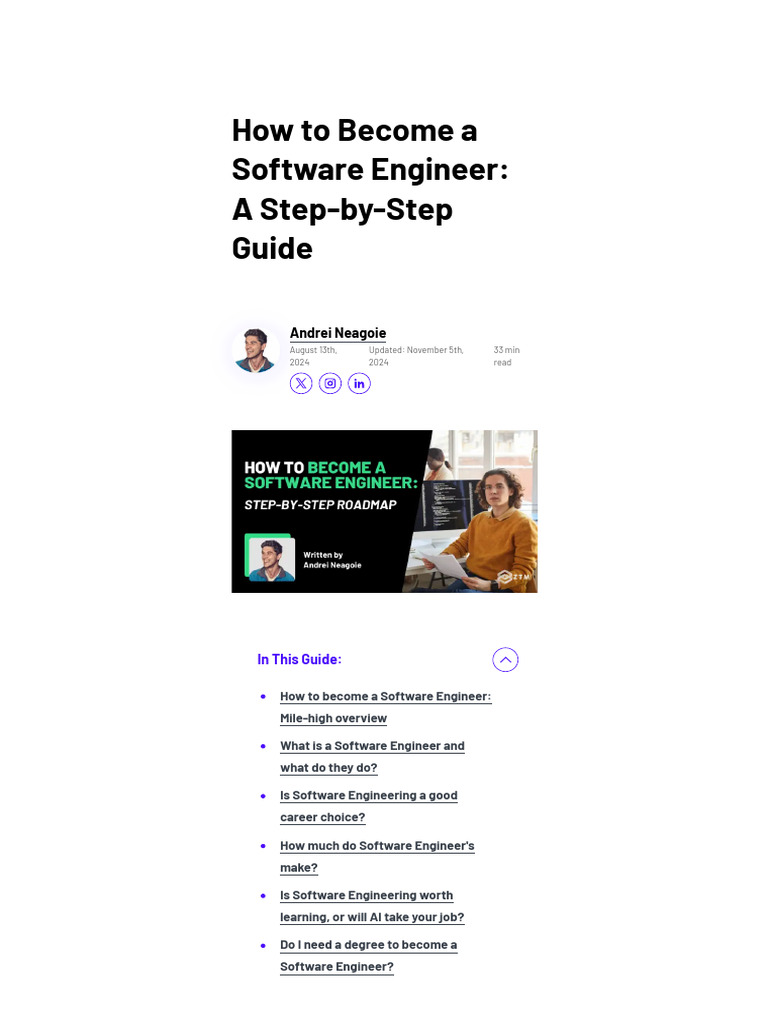 How to become a software engineer a step by step guide zero to