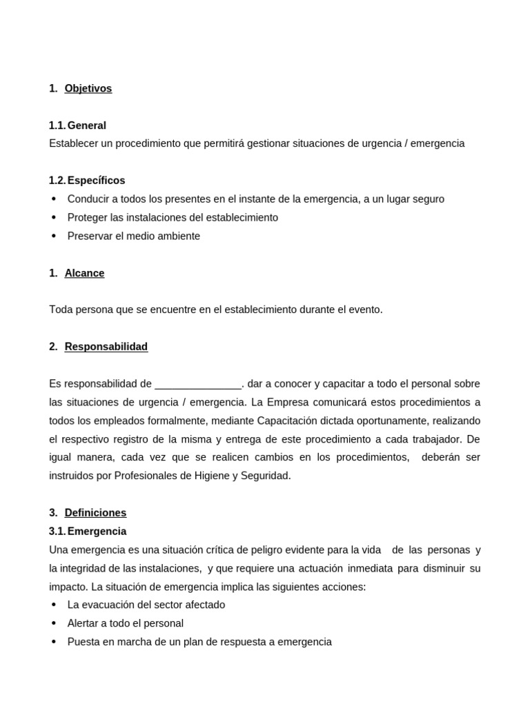Procedimiento de Emergencias y Evacuación | PDF | Primeros auxilios ...