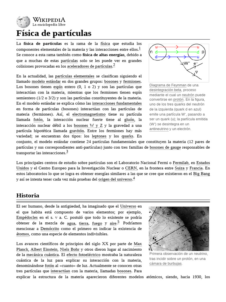Física de partículas y el modelo estándar | PDF | Partículas fisicas ...