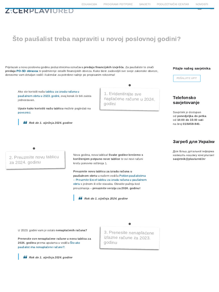 Što Paušalist Treba Napraviti U Novoj Poslovnoj Godini - Plavi Ured | PDF