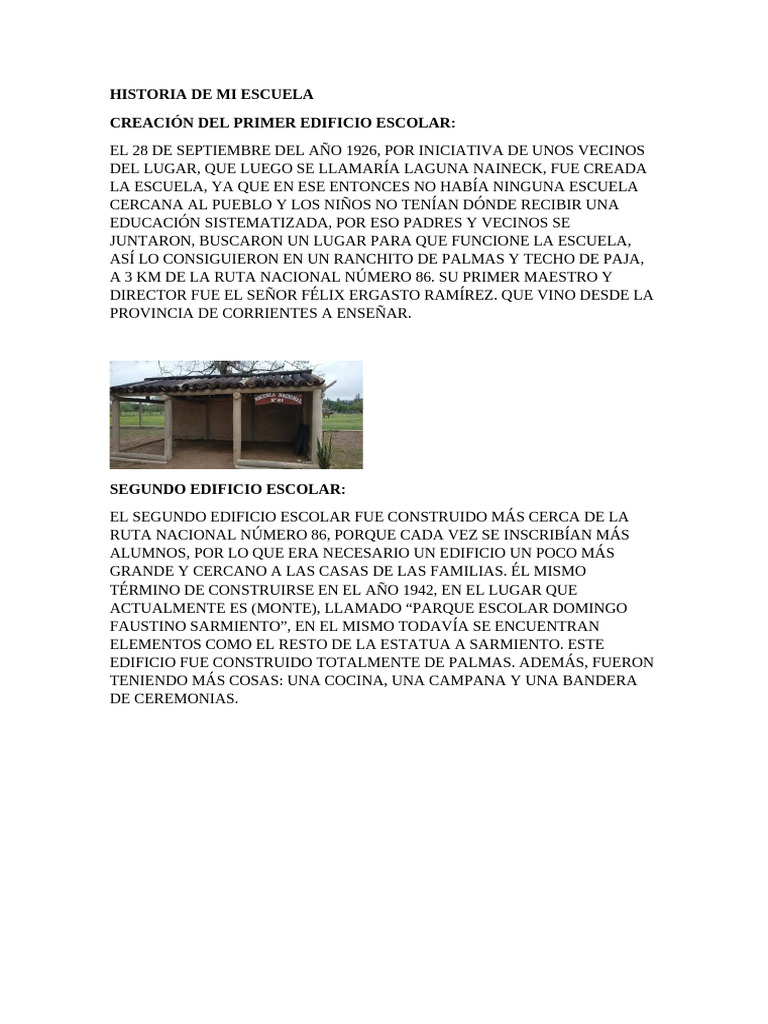 Historia de La Escuela | PDF | Viajes y turismo