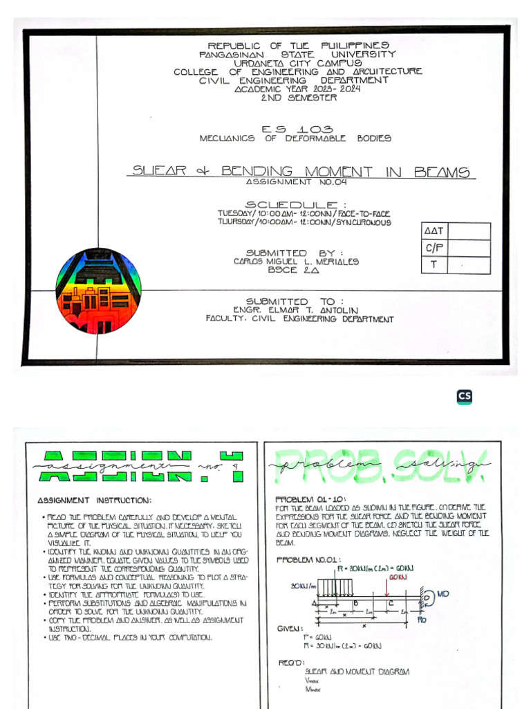 ES103 - MerialesCL - Assignment - 4 - SHEAR AND BENDING MOMENT IN BEAMS ...