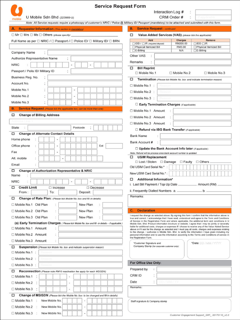 Service Request Form 2 | PDF