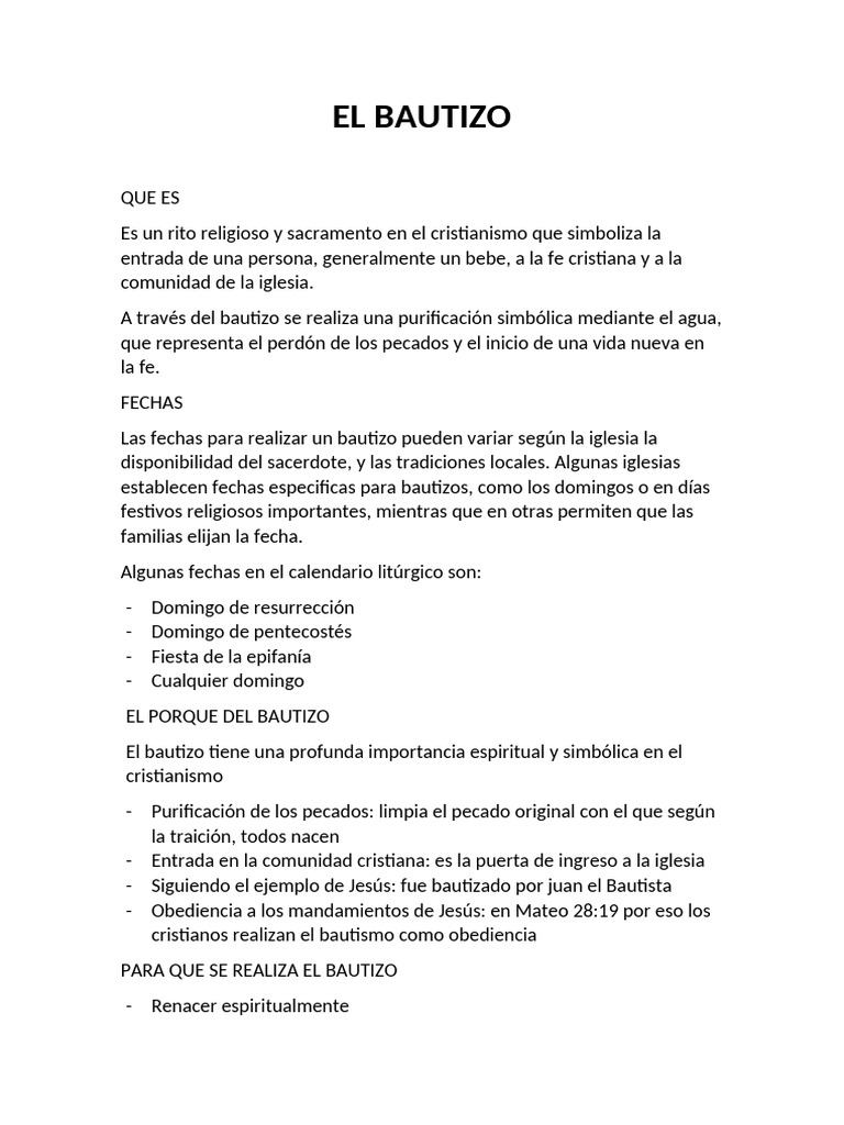 Significado y Proceso del Bautizo Cristiano | PDF | Bautismo | Sacramentos