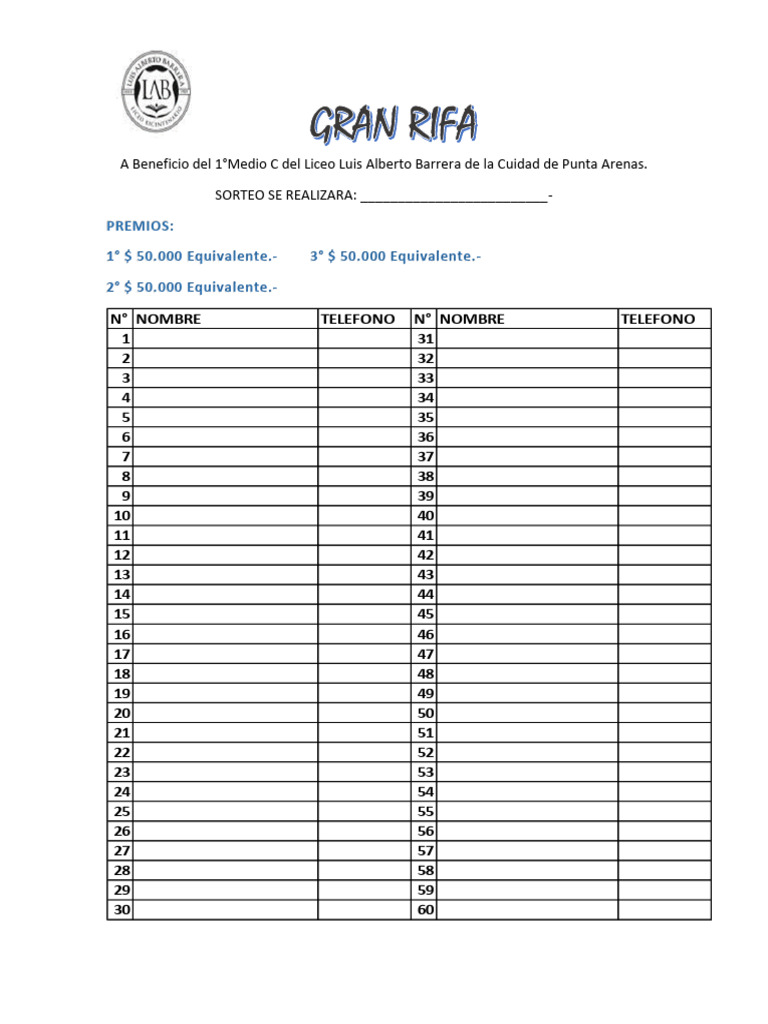 Sorteo Liceo Luis Alberto Barrera | PDF