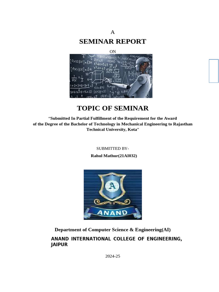 Machine Learning Seminar Report 2024 | PDF | Machine Learning ...