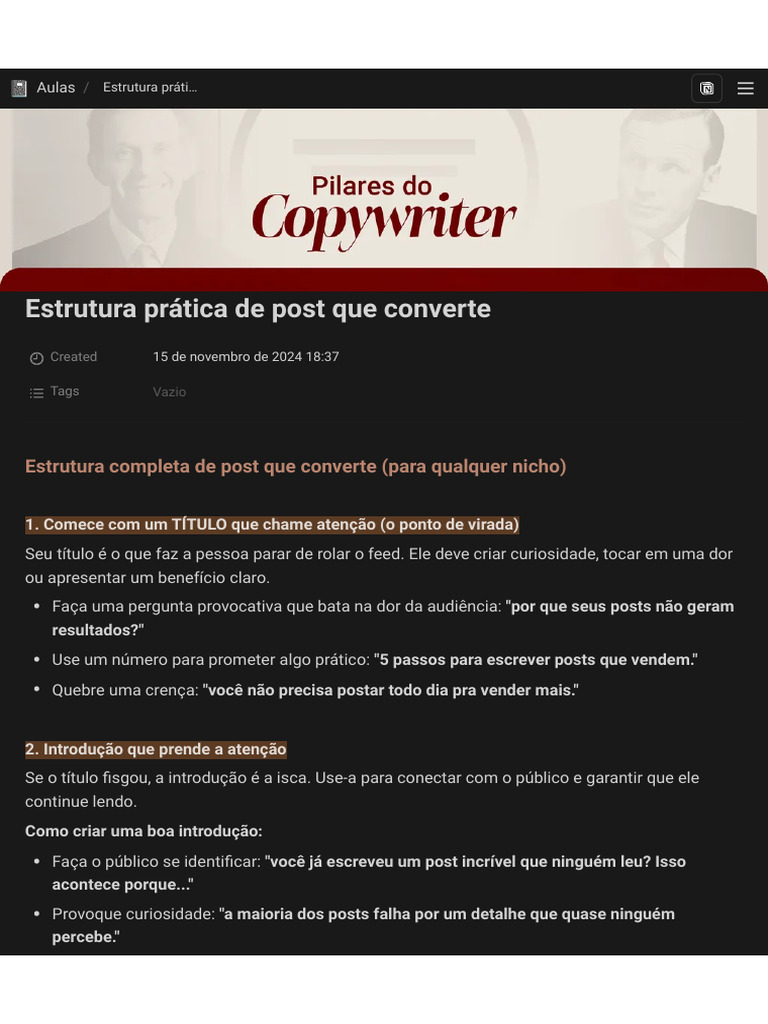 Estrutura de Postagens que Convertem | PDF | Dor