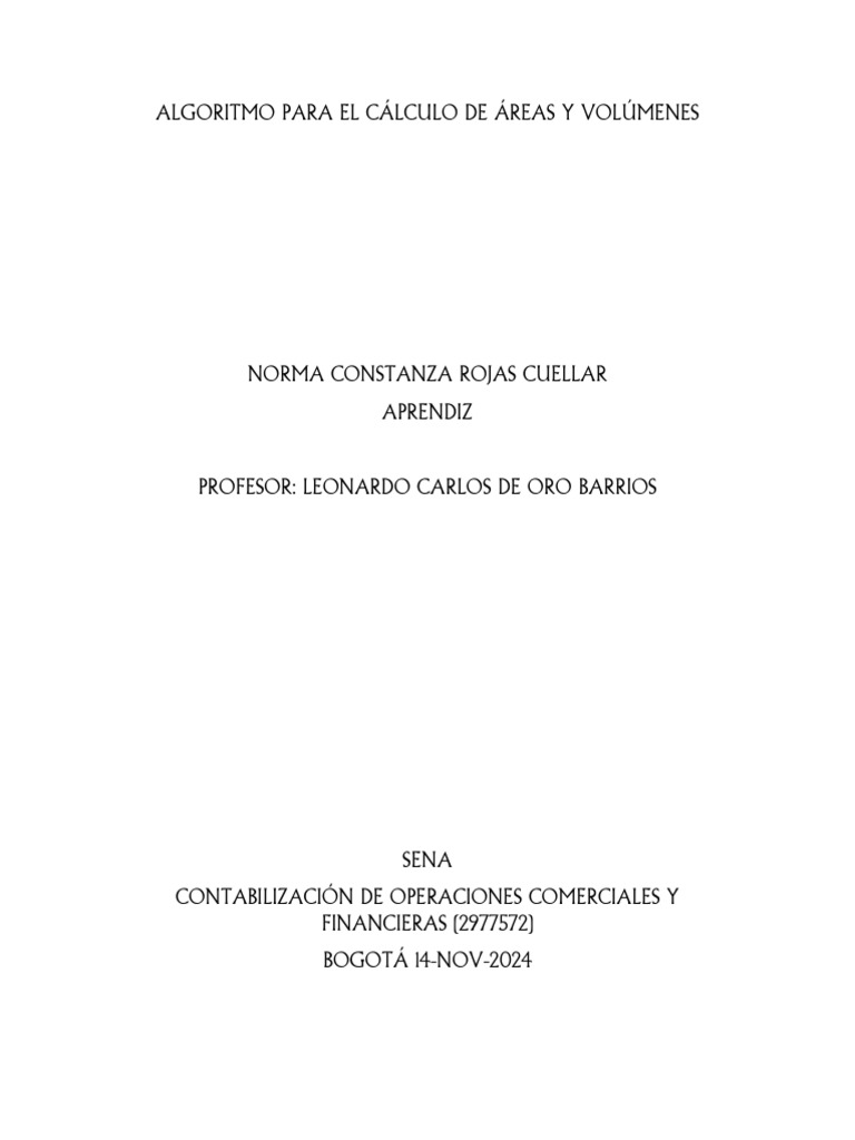 Algoritmo para Calcular Volúmenes | PDF | Algoritmos | Volumen