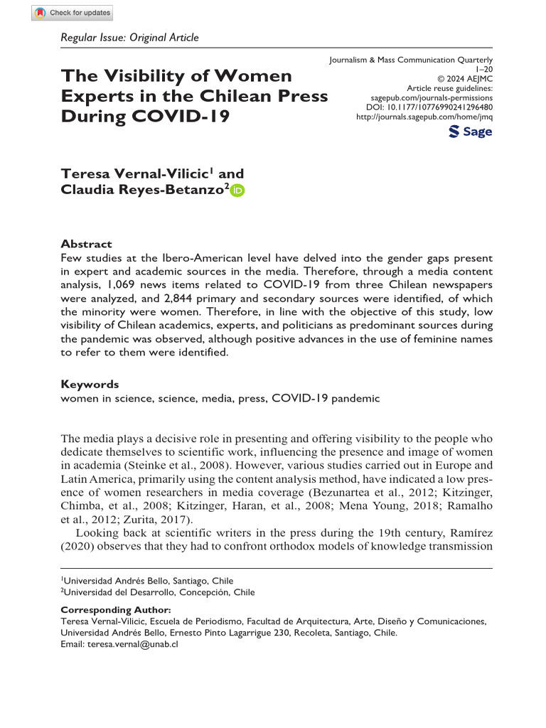 Women's Visibility in Chilean Media | PDF | Sampling (Statistics) | Gender