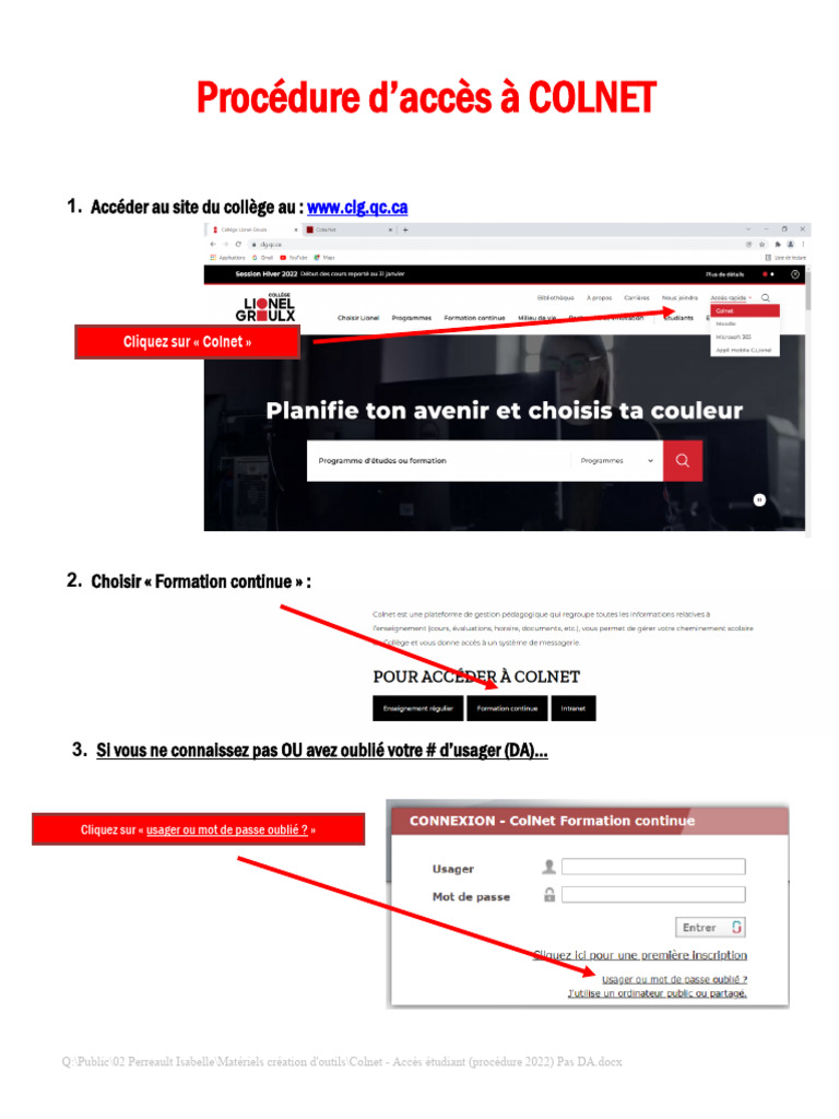 Accès à Colnet : Guide Étudiant 2022 | PDF