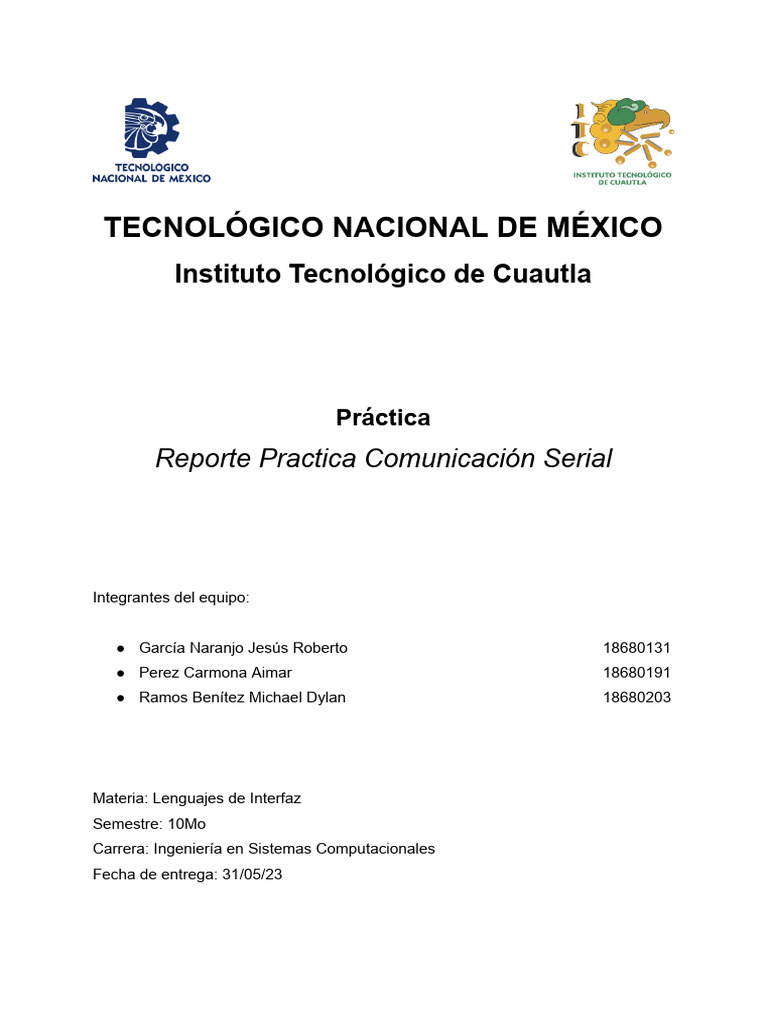 Reporte de Práctica: Comunicación Serial | PDF | Pantalla de cristal ...
