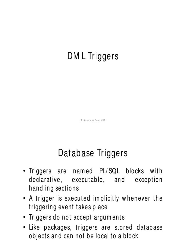 DML Triggers | PDF | Pl/Sql | Sql